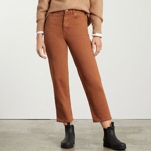 Everlane Way High Rise Jeans Straight Leg Organic Cotton Brown Size 28 Tall